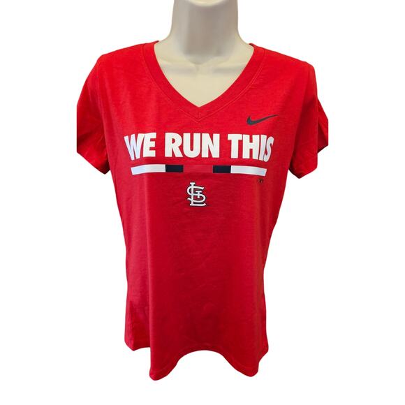 Nike Louisville slugger baseball we run this game day womens v neck top EUC S - Picture 1 of 7